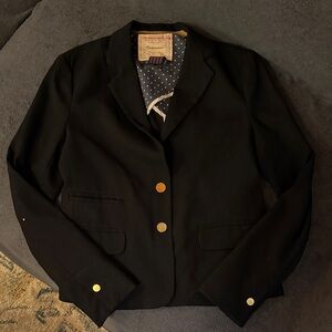 Anthro Cartonnier tailored Black Blazer with Gold Buttons